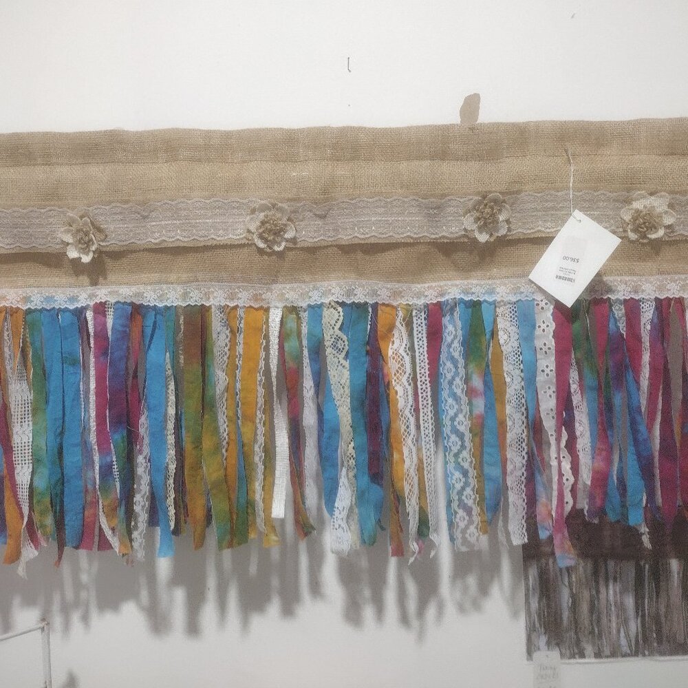 Upcycled - Valance - Handmade Burlap & Lace